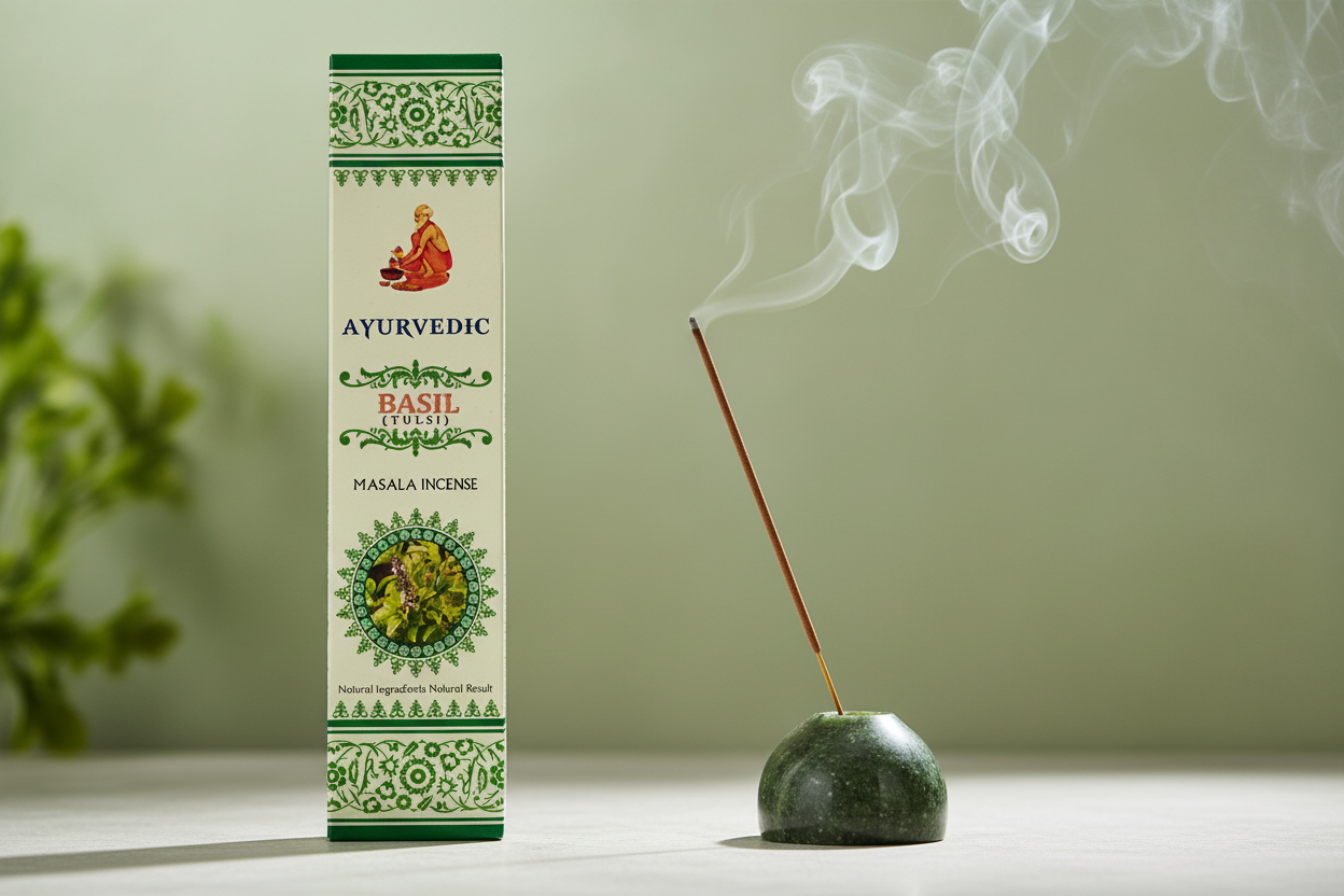 Ayurvedic Basil con portainciensos verde