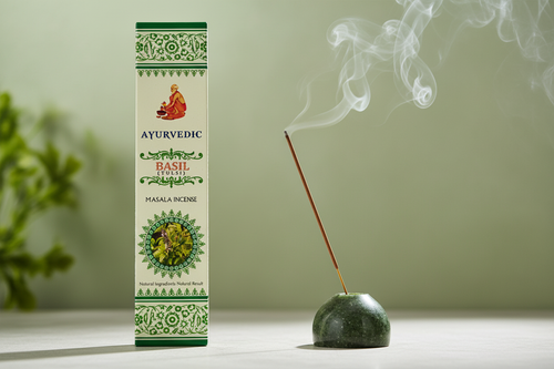 Ayurvedic Basil con portainciensos verde