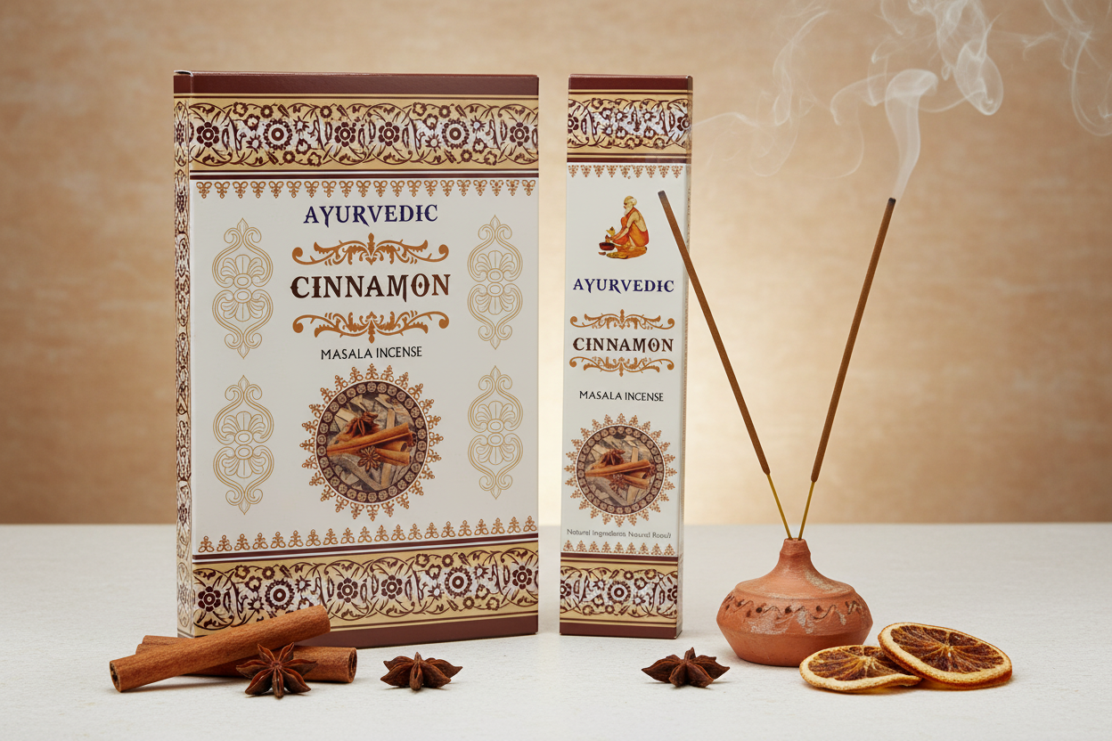 Ayurvedic Cinnamon con portainciensos y decoración
