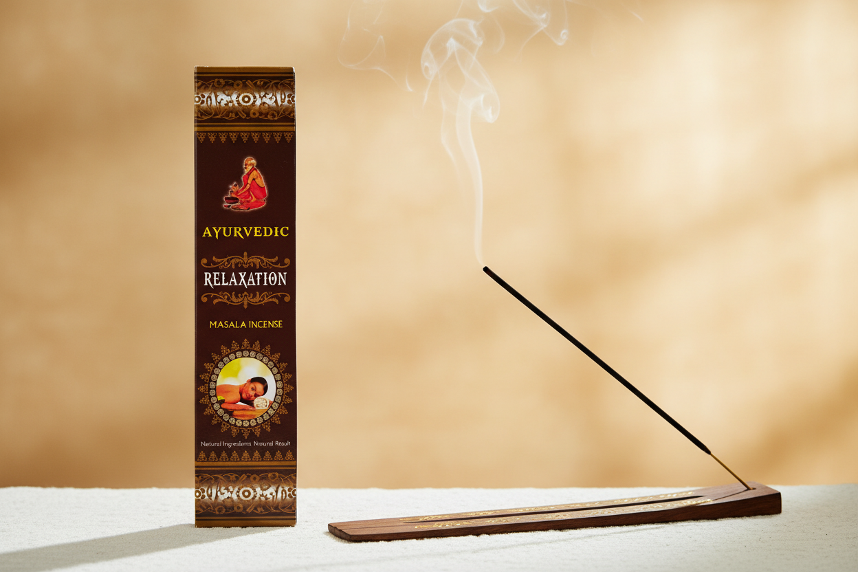 Incienso Ayurvedic Relaxation con portainciensos de madera